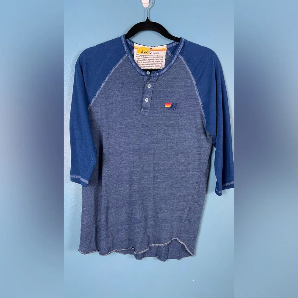 RARE 🌈AVIATOR NATION HENLEY w WILD SPIRIT PRINT ON BACK - Picture 2 of 3